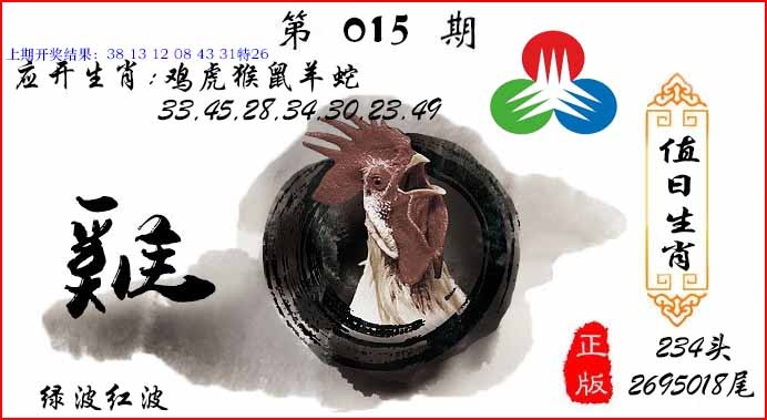 015期值日生肖[图]