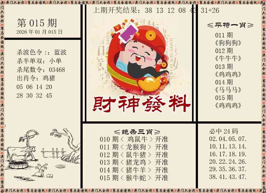 015期财神发料[图]