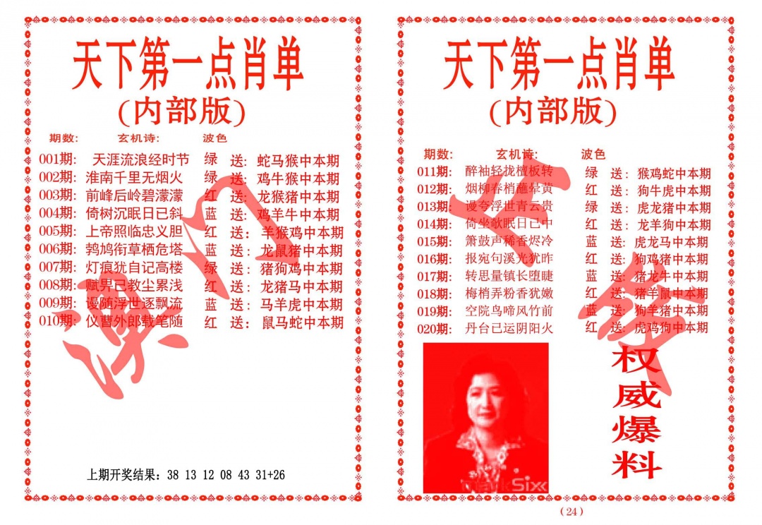 015期天下第一单肖单[图]