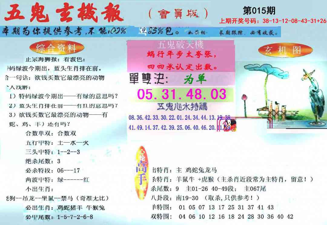 015期新五鬼玄机[图]