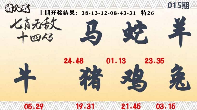 015期七肖无敌14码[图]